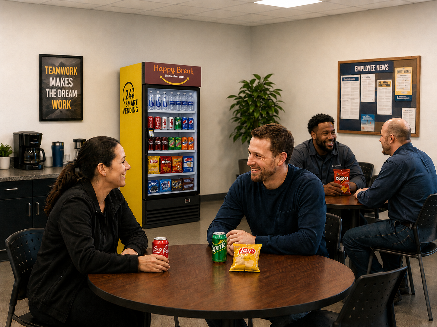 Smart vending machine in an office break room