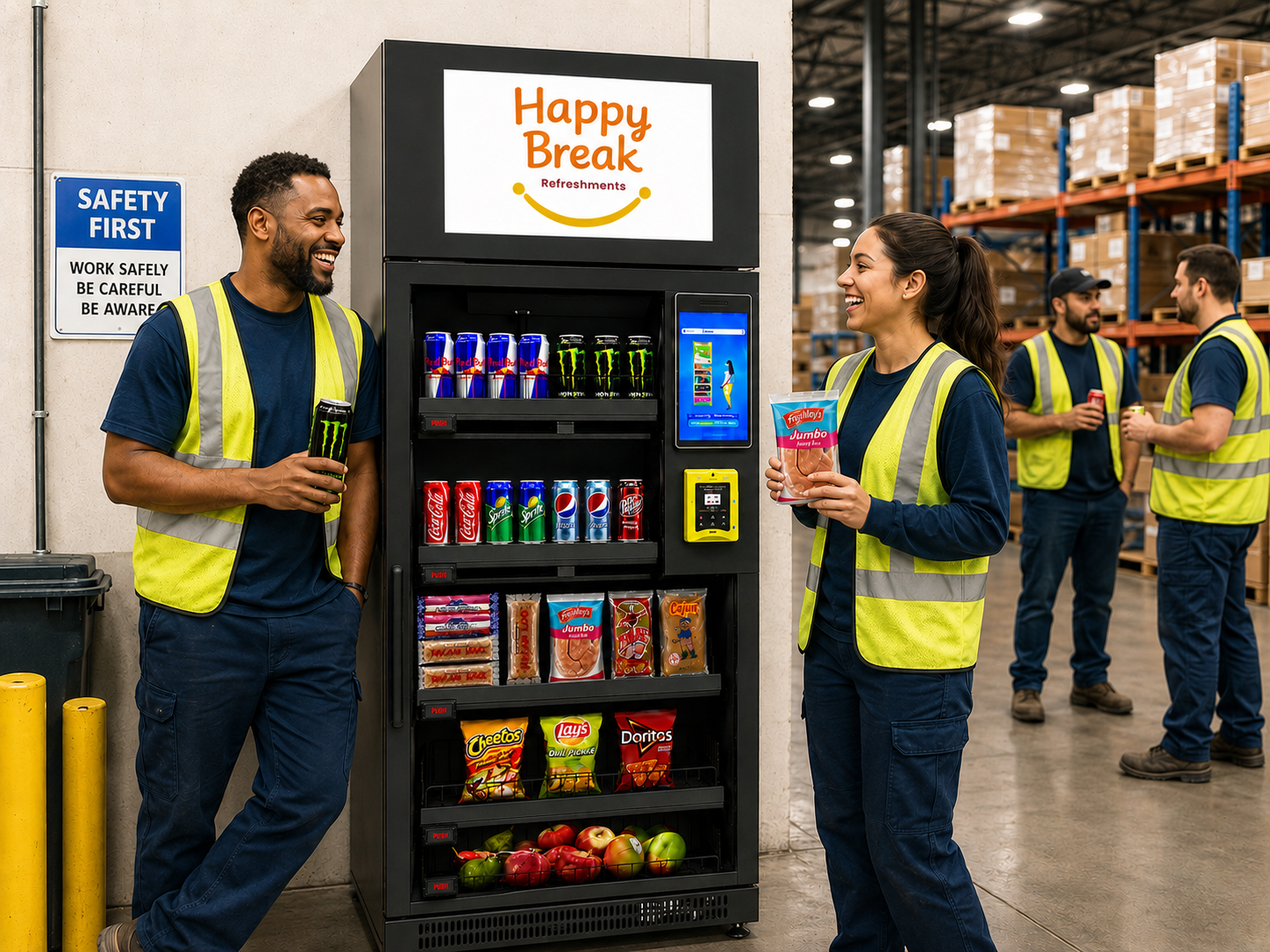 Smart vending machine in a warehouse